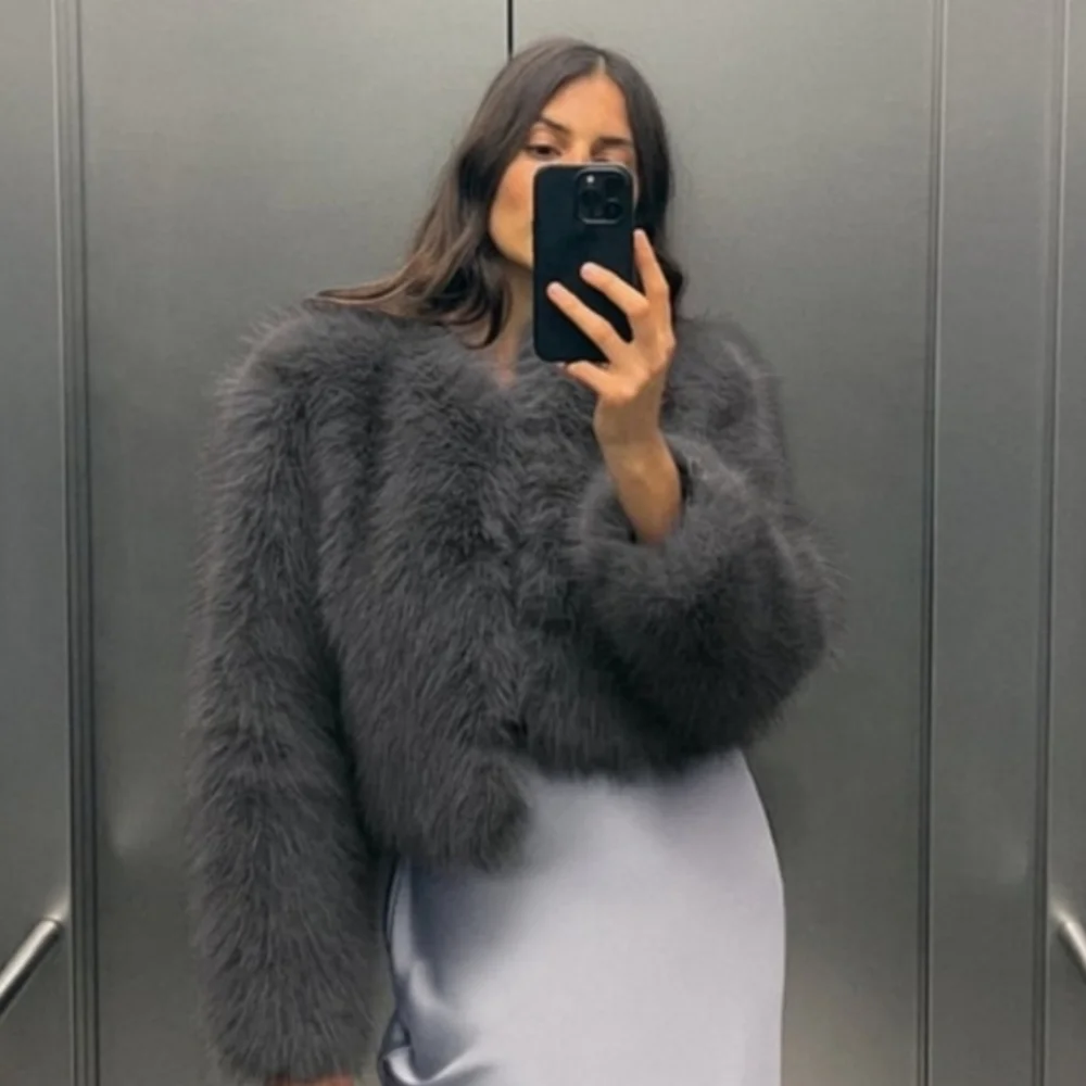 ZARA CROPPED FAUX FUR JACKET Size XS and S